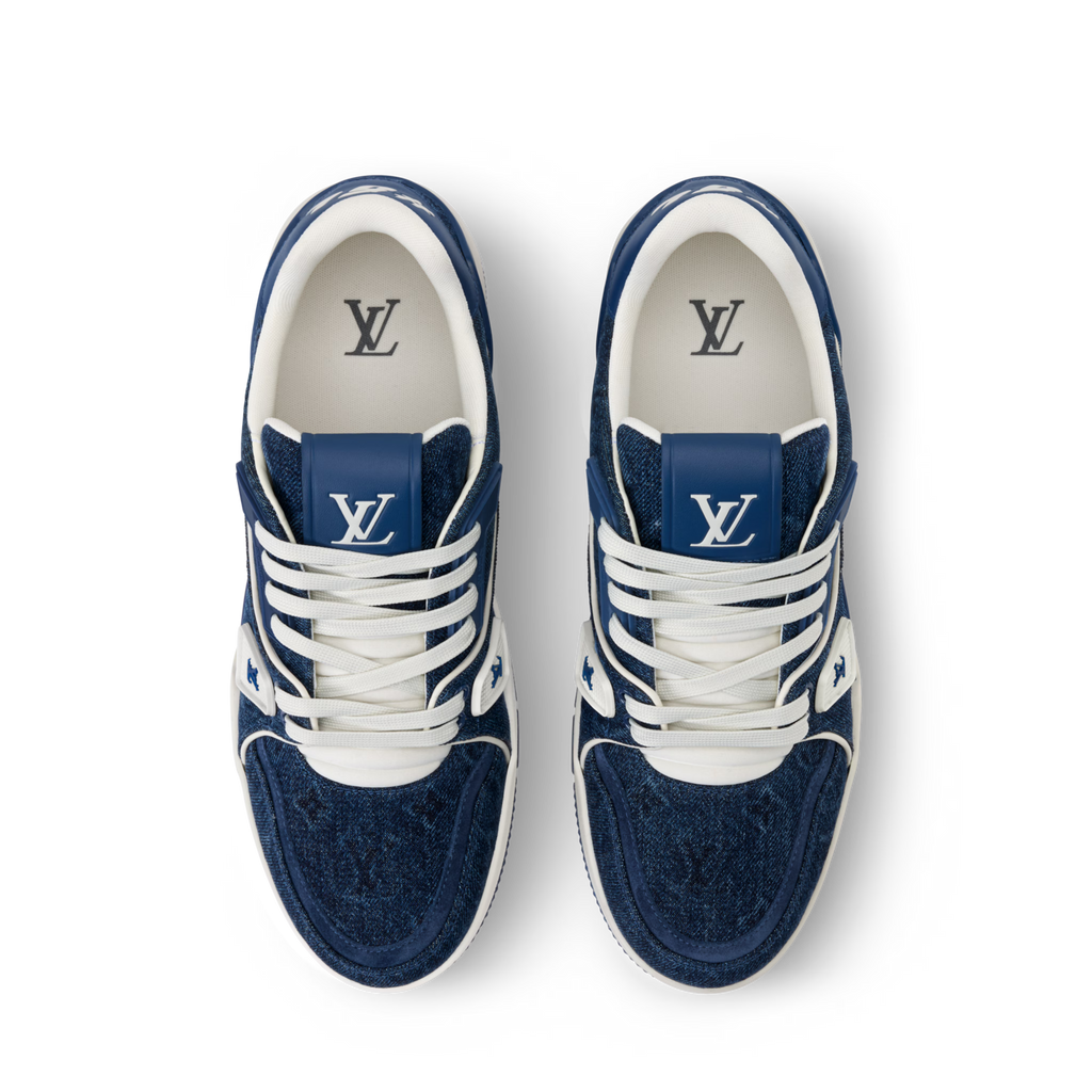 LV Trainer Sneakers - Blue Sculpted Fashion Shoes