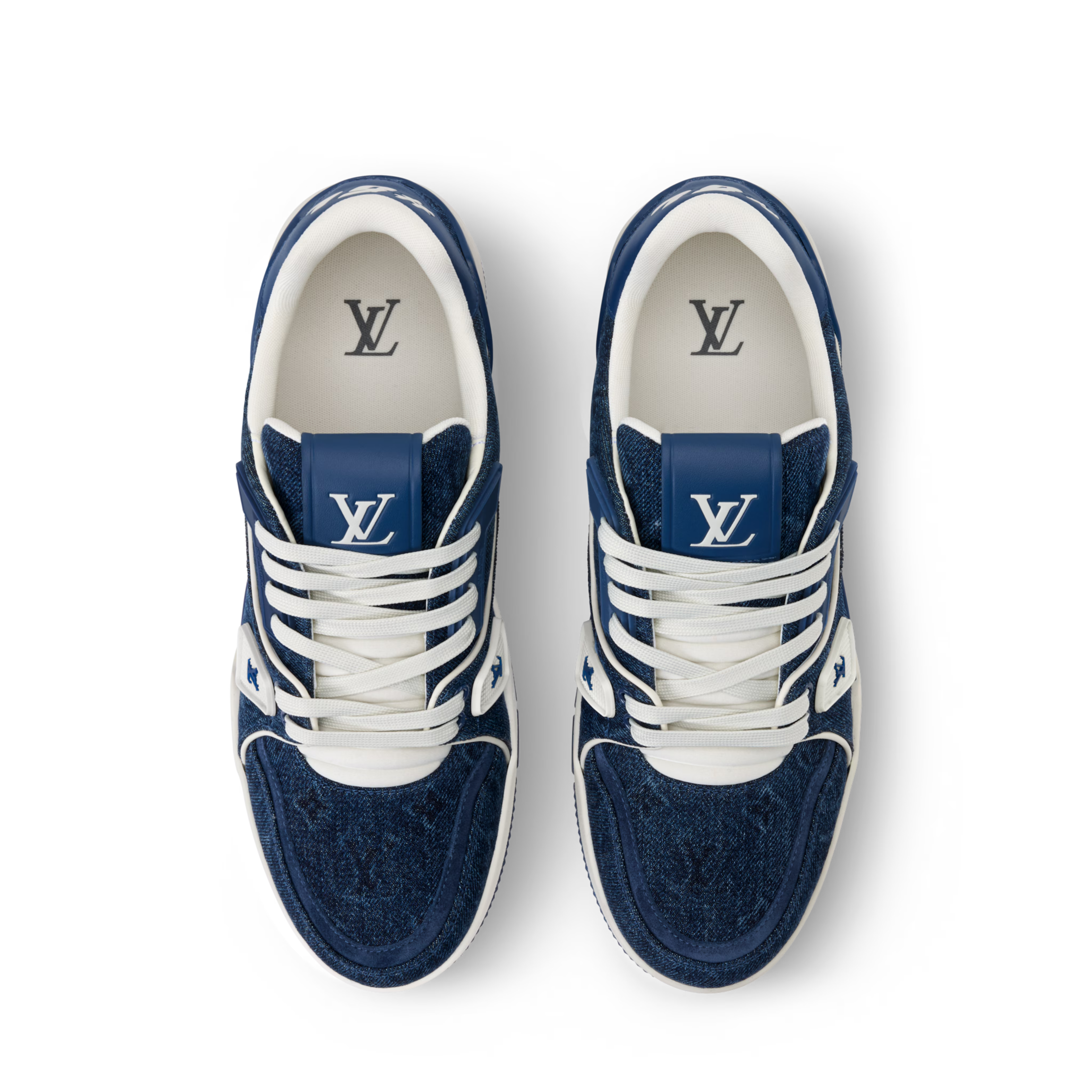 LV Trainer Sneakers - Blue Sculpted Fashion Shoes