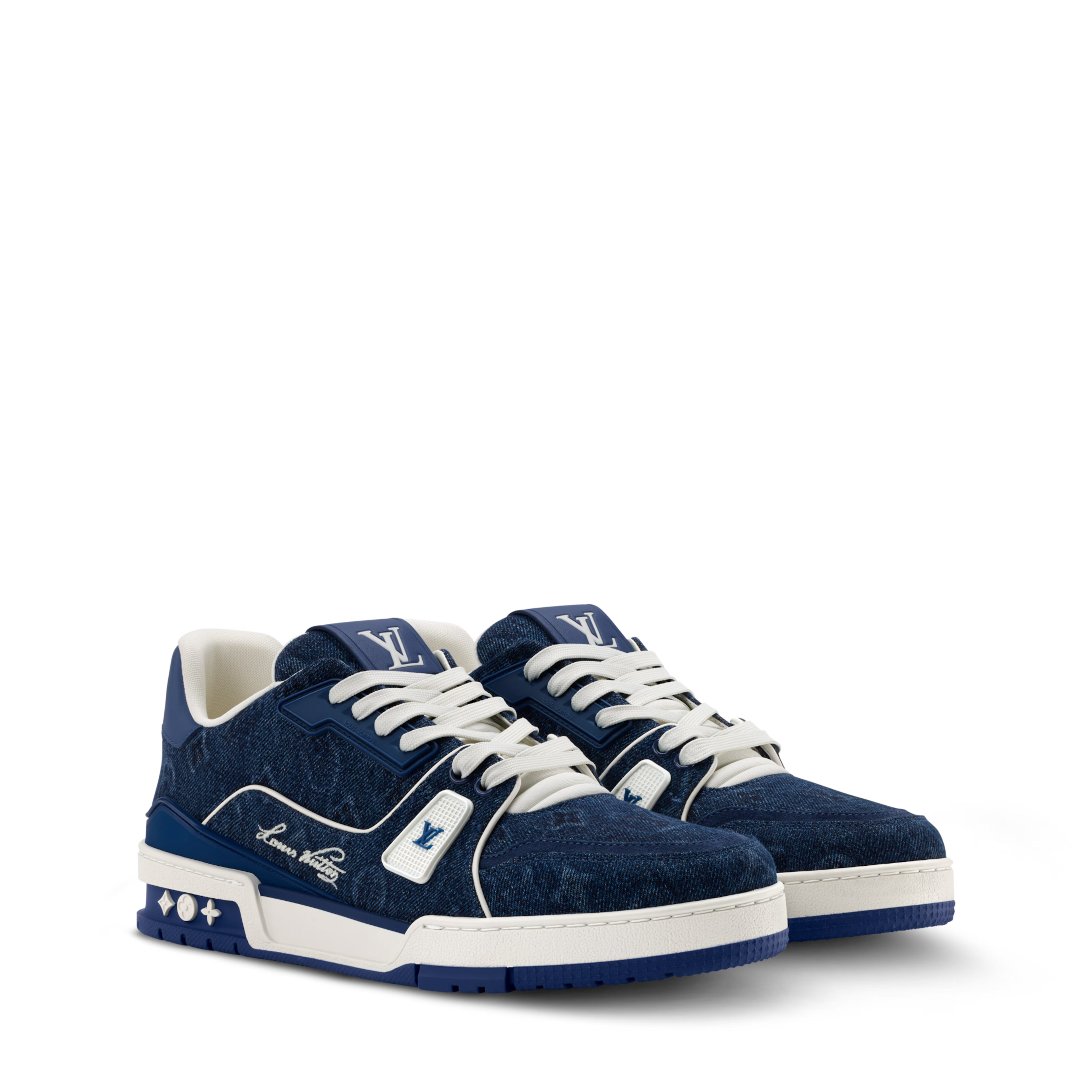 LV Trainer Sneakers - Blue Sculpted Fashion Shoes