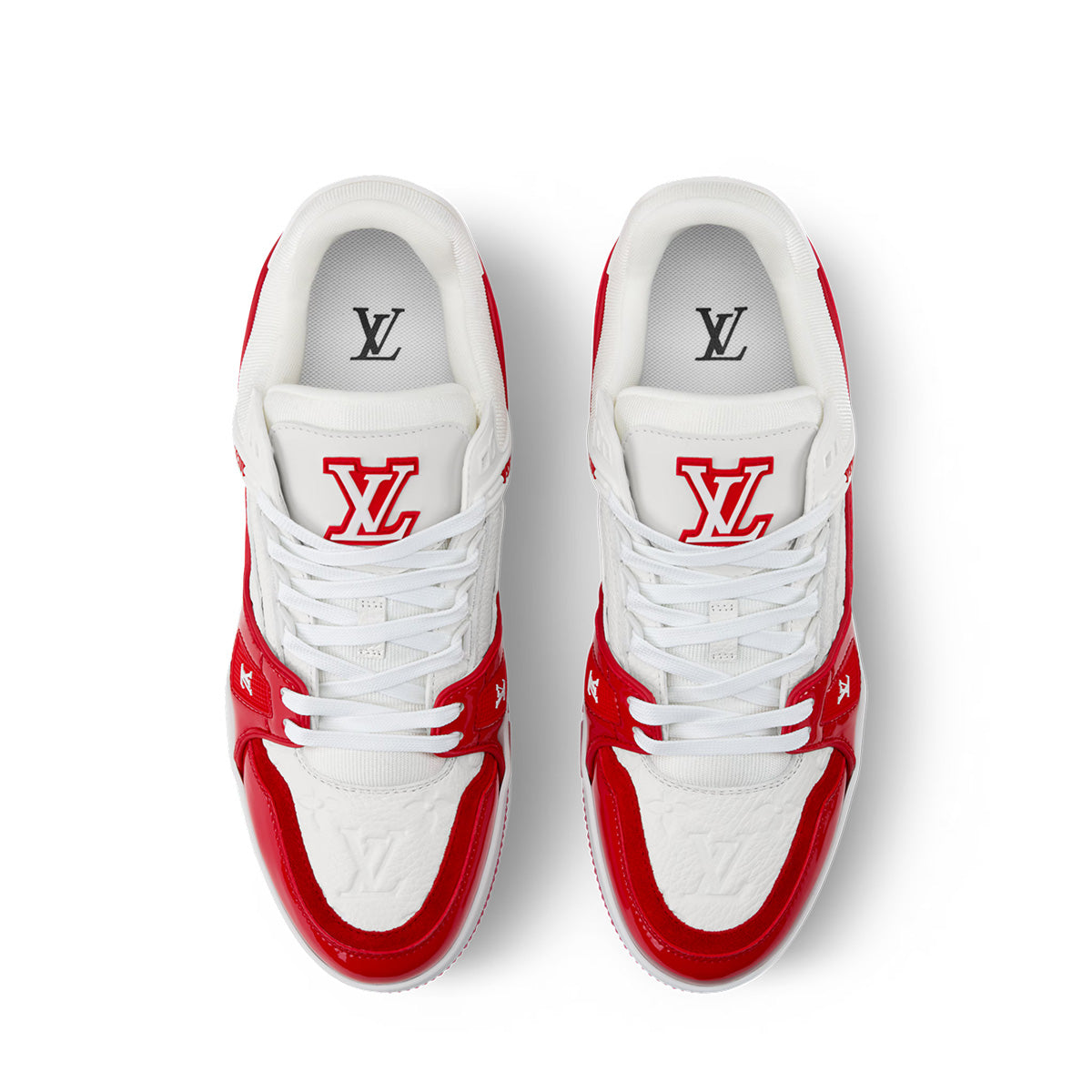 LV Trainer Sneakers - Red & White Colorway