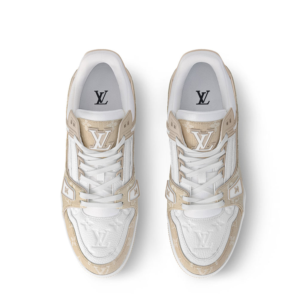 LV Trainer Sneakers - Light Khaki & White Colorway