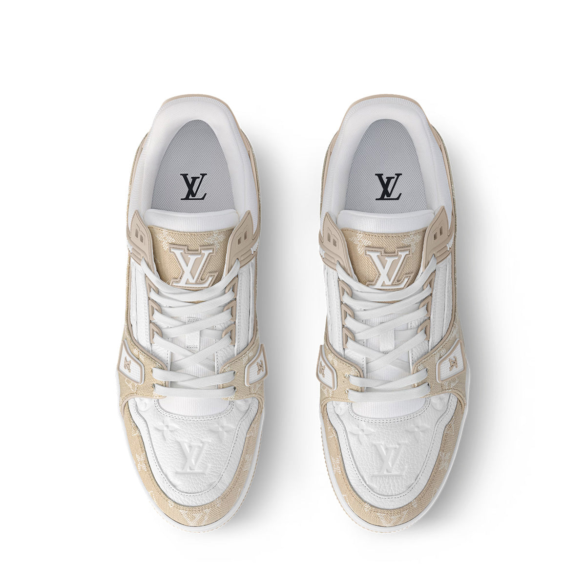 LV Trainer Sneakers - Light Khaki & White Colorway