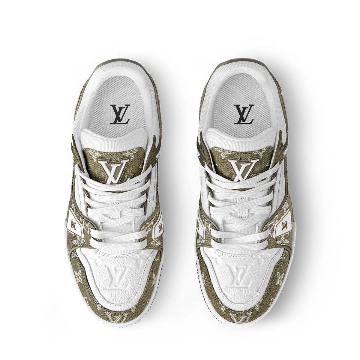 LV Trainer Sneakers - White & Green Colorway