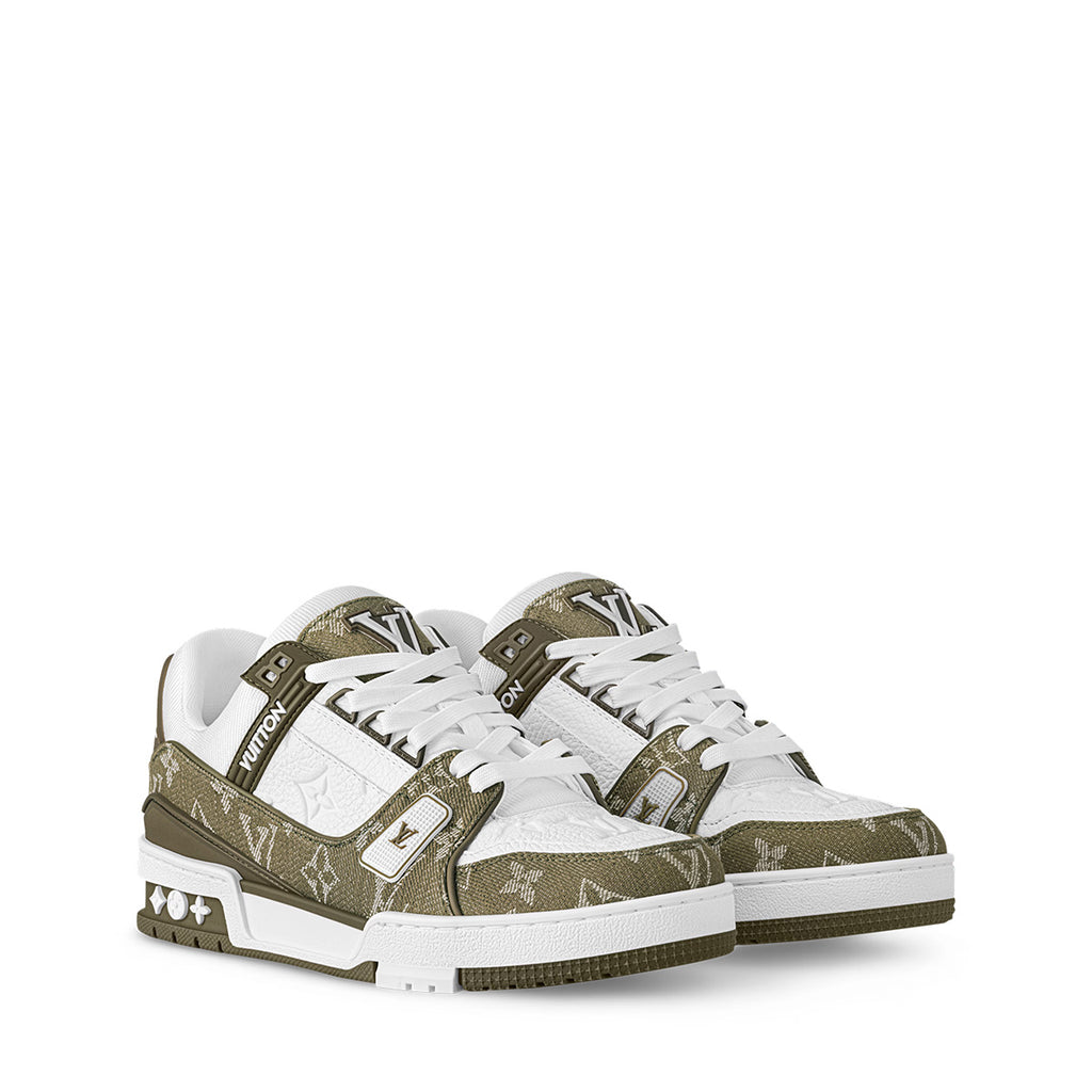 LV Trainer Sneakers - White & Green Colorway