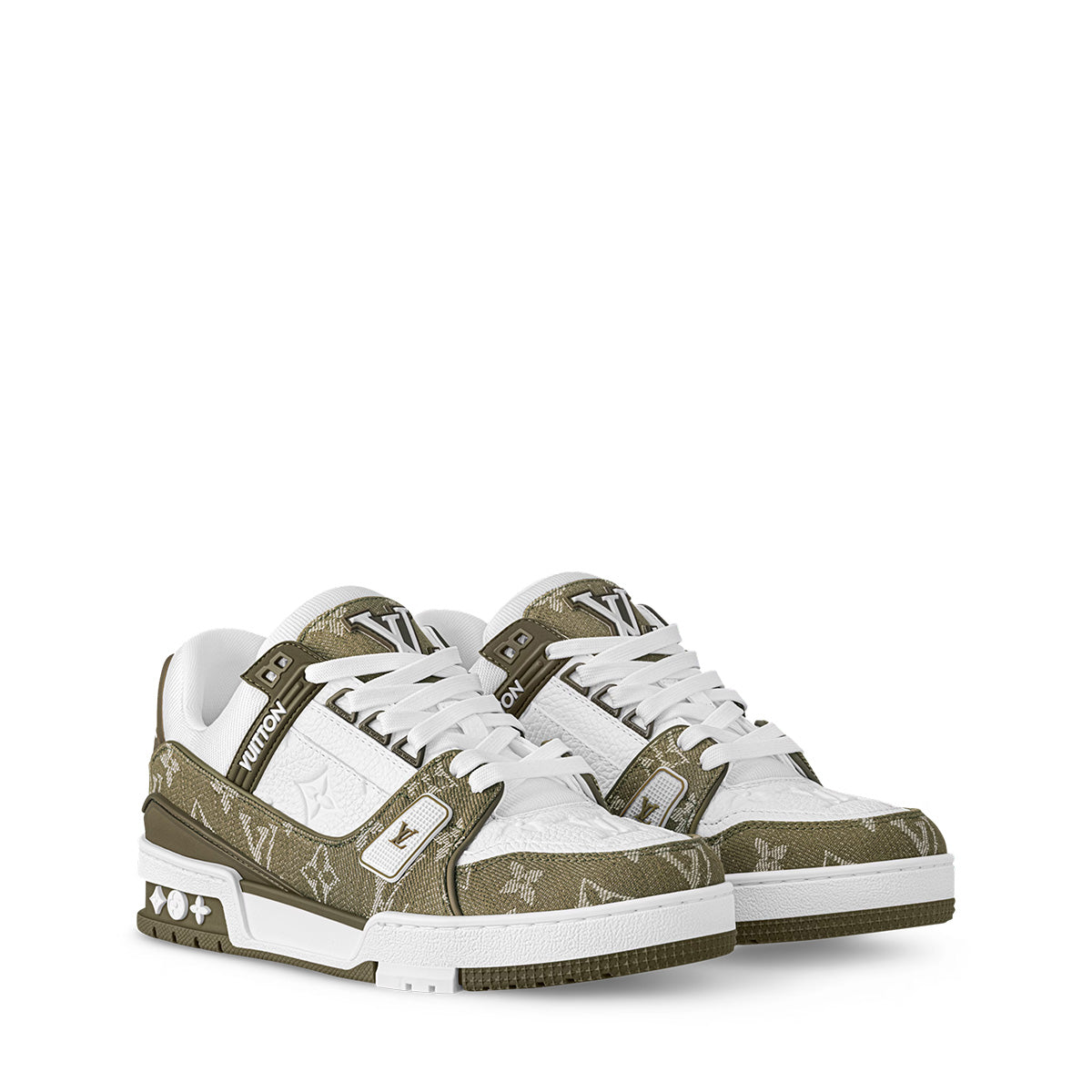 LV Trainer Sneakers - White & Green Colorway