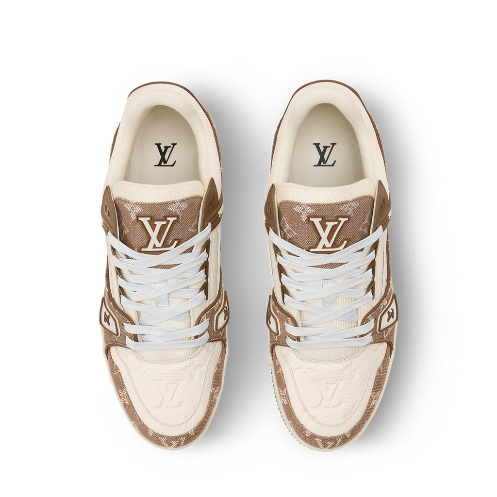 LV Trainer Sneakers - Khaki & White Colorway