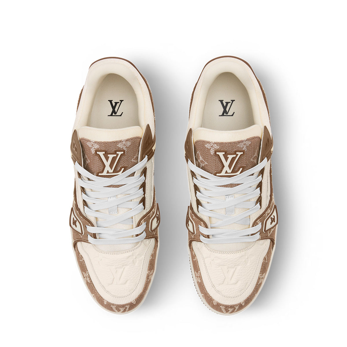 LV Trainer Sneakers - Khaki & White Colorway