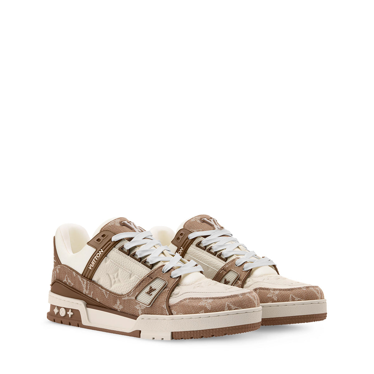 LV Trainer Sneakers - Khaki & White Colorway