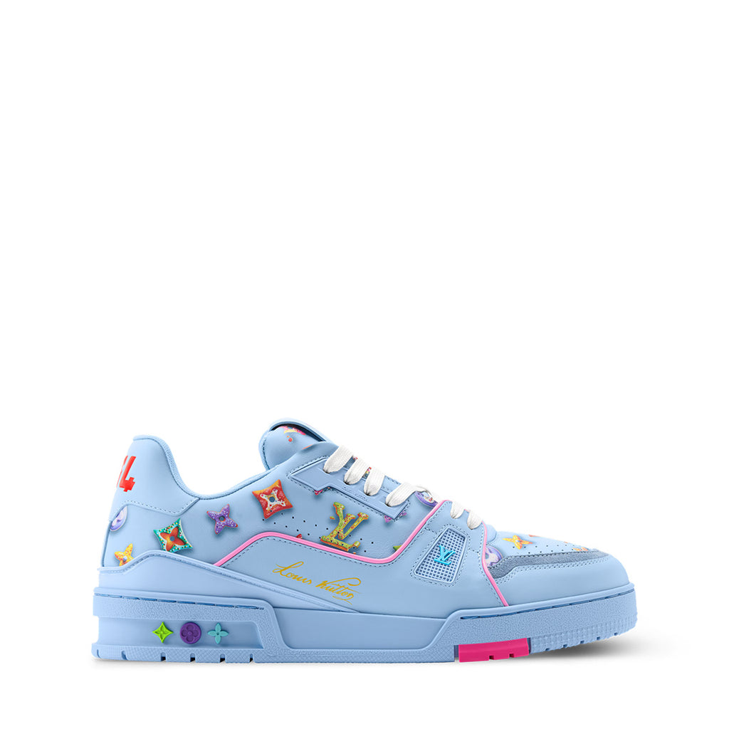 LV Trainer Sneakers - Blue Monogram Print