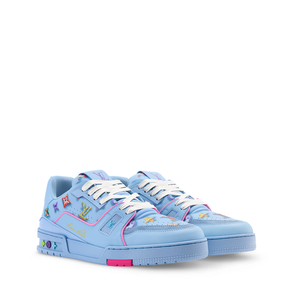 LV Trainer Sneakers - Blue Monogram Print