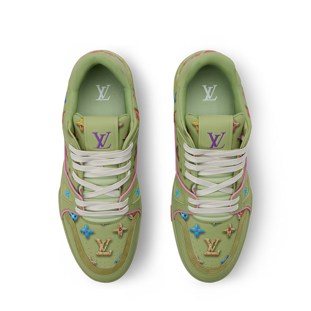 LV Trainer Sneakers - Green Monogram Print