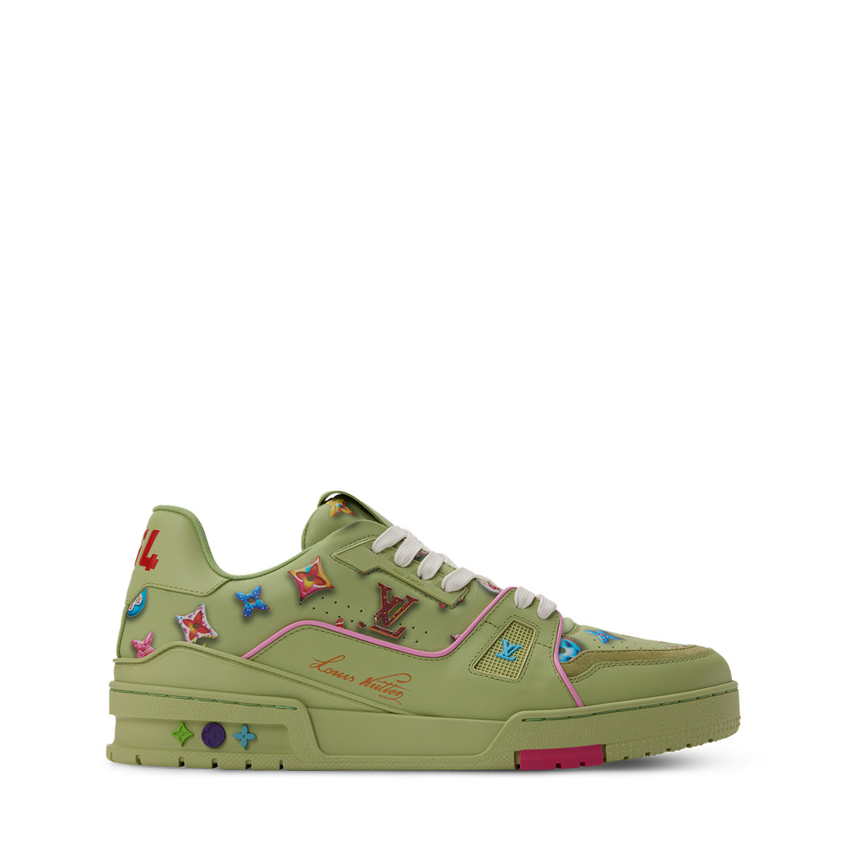 LV Trainer Sneakers - Green Monogram Print