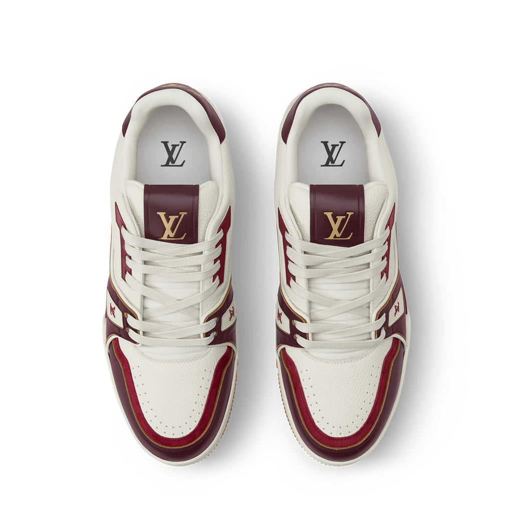 LV Trainer Sneakers - White & Burgundy Colorway