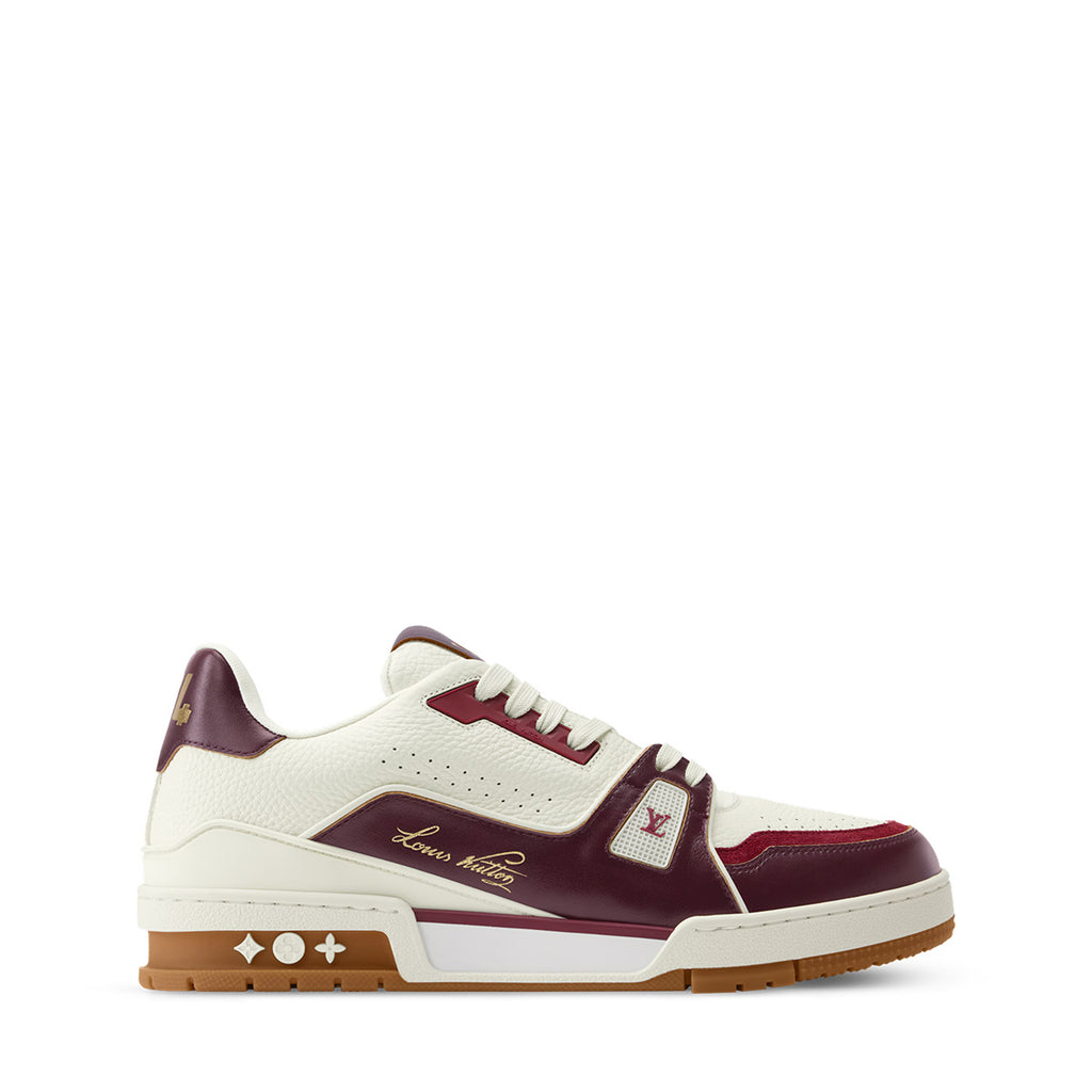 LV Trainer Sneakers - White & Burgundy Colorway