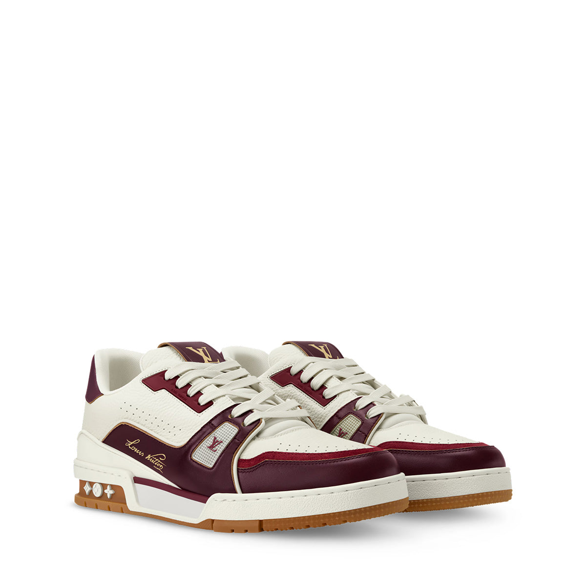 LV Trainer Sneakers - White & Burgundy Colorway