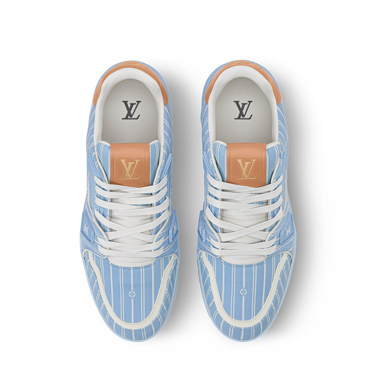 LV Trainer Sneakers - Light Blue Sculpted Fashion Shoes