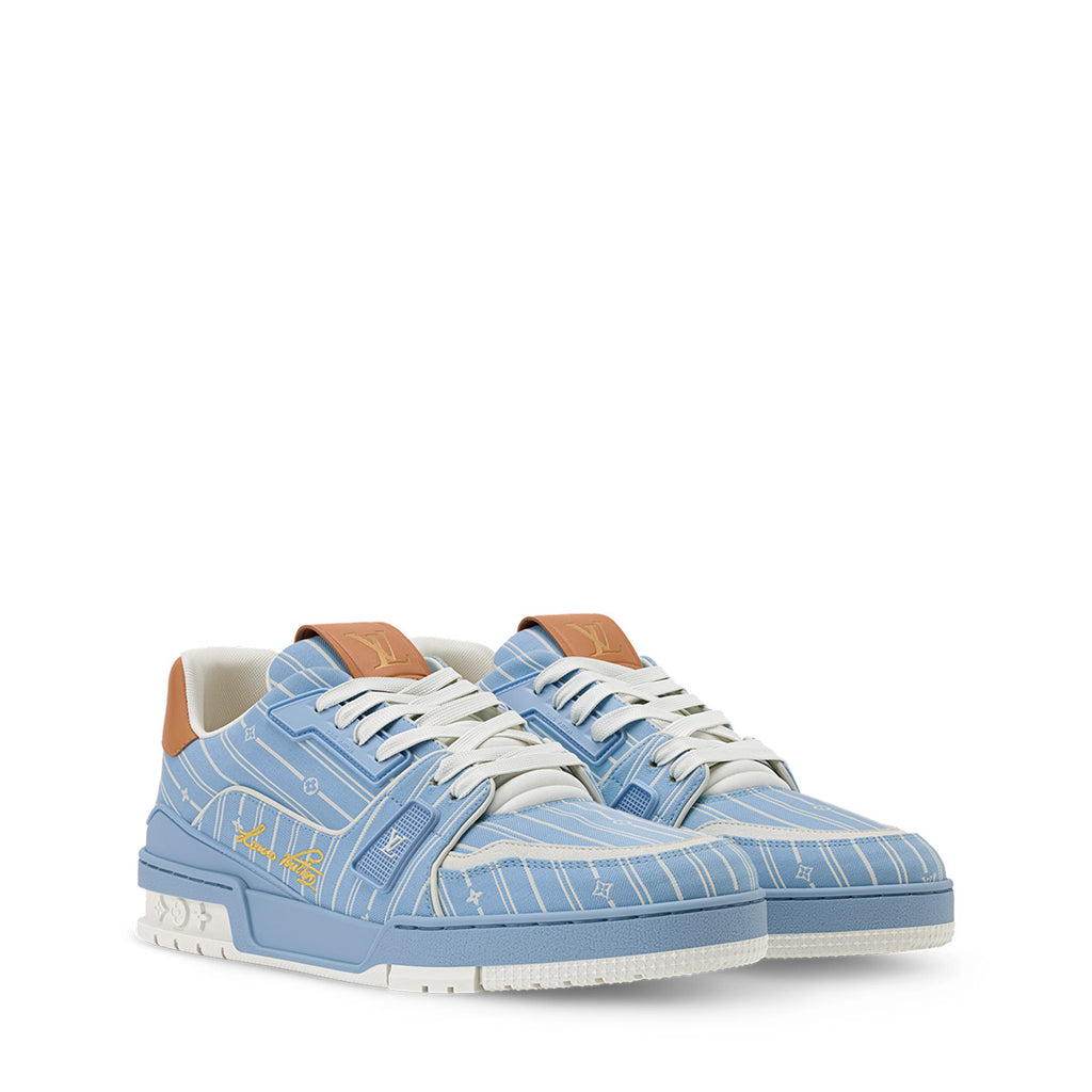 LV Trainer Sneakers - Light Blue Sculpted Fashion Shoes