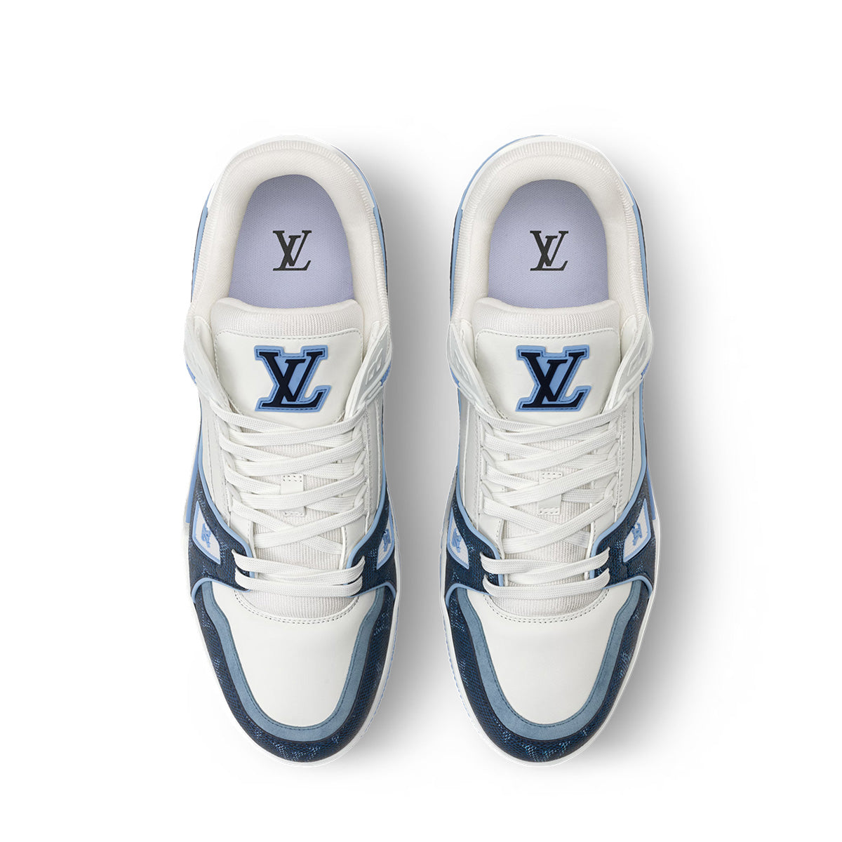 LV Trainer Sneakers - White & Blue Colorway