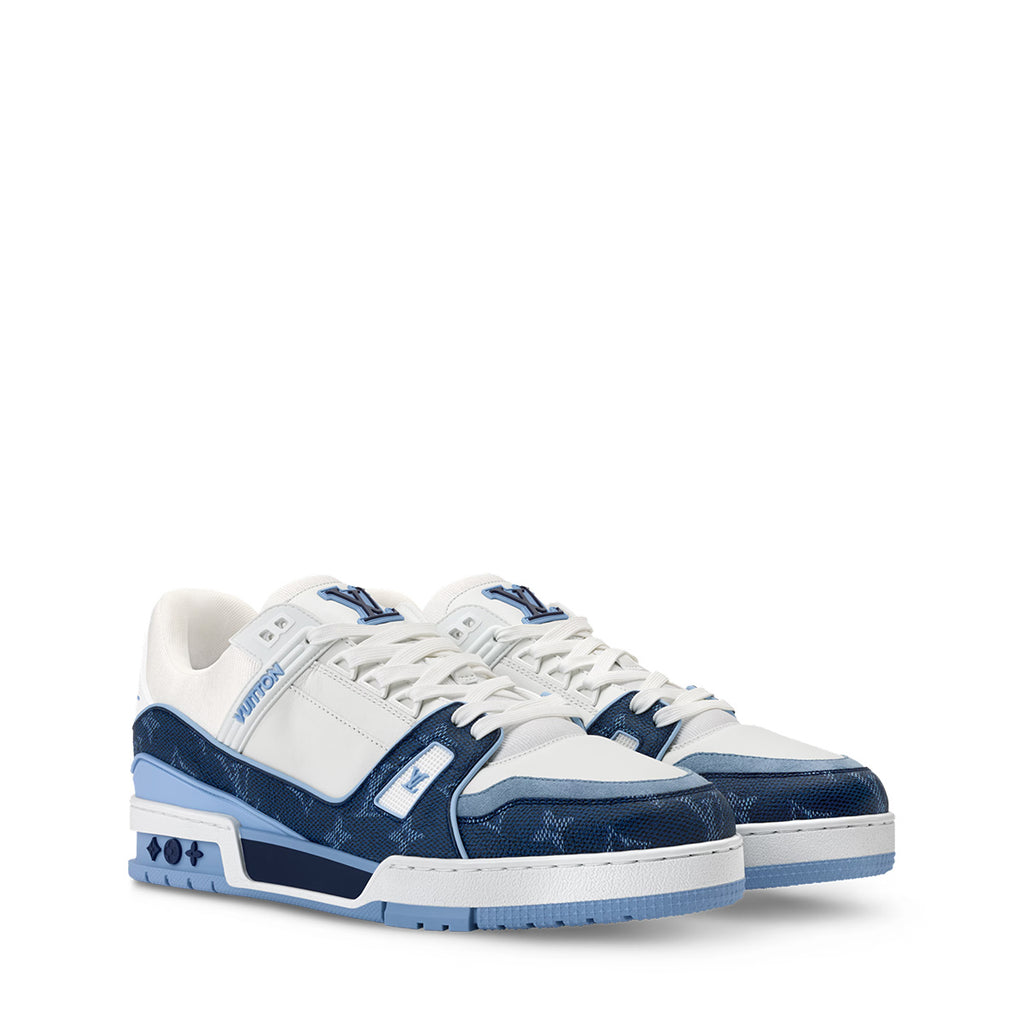 LV Trainer Sneakers - White & Blue Colorway