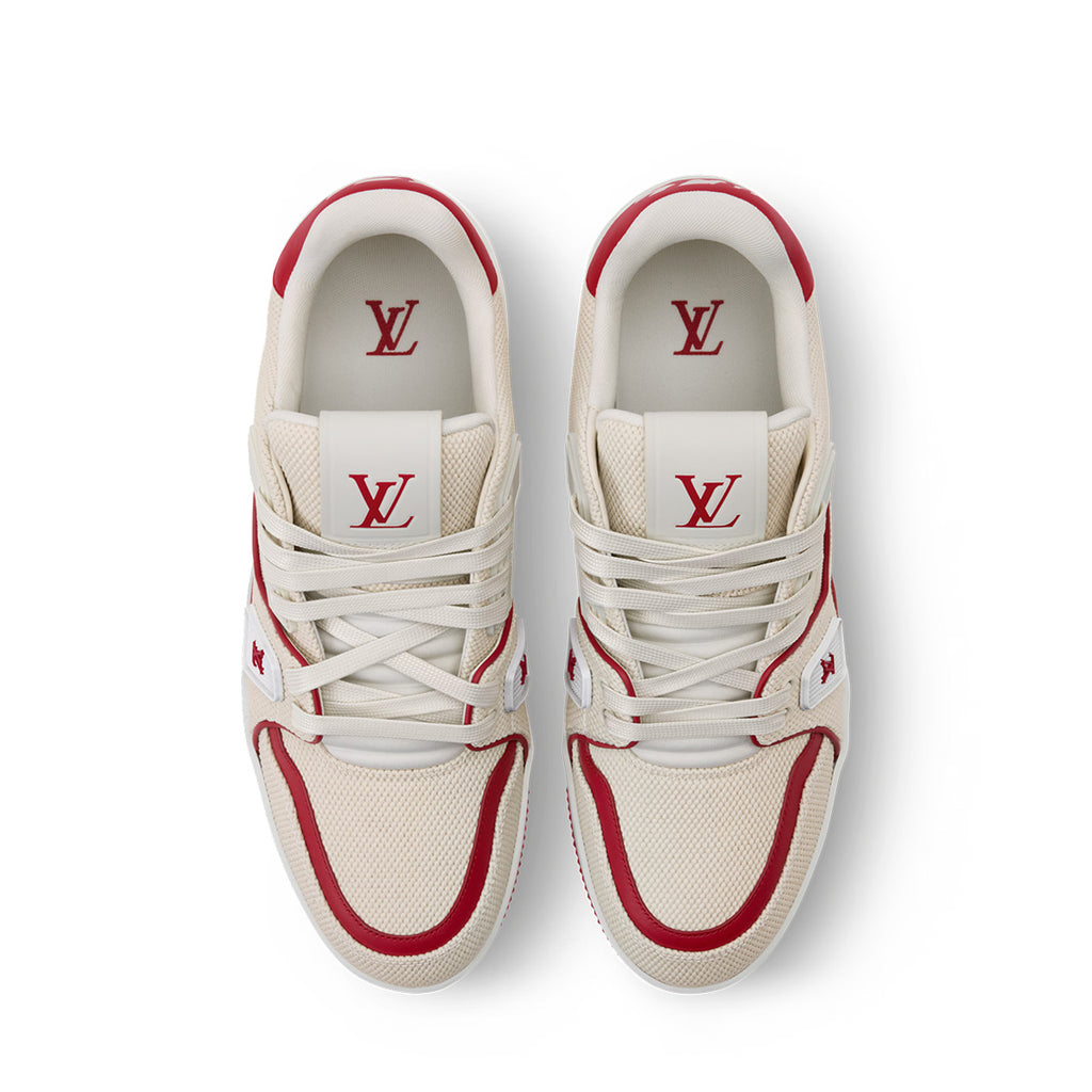 LV Trainer Sneakers - Cream & Red Colorway