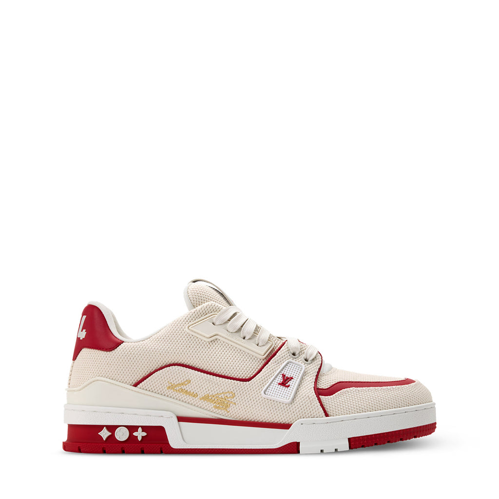 LV Trainer Sneakers - Cream & Red Colorway