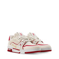 LV Trainer Sneakers - Cream & Red Colorway