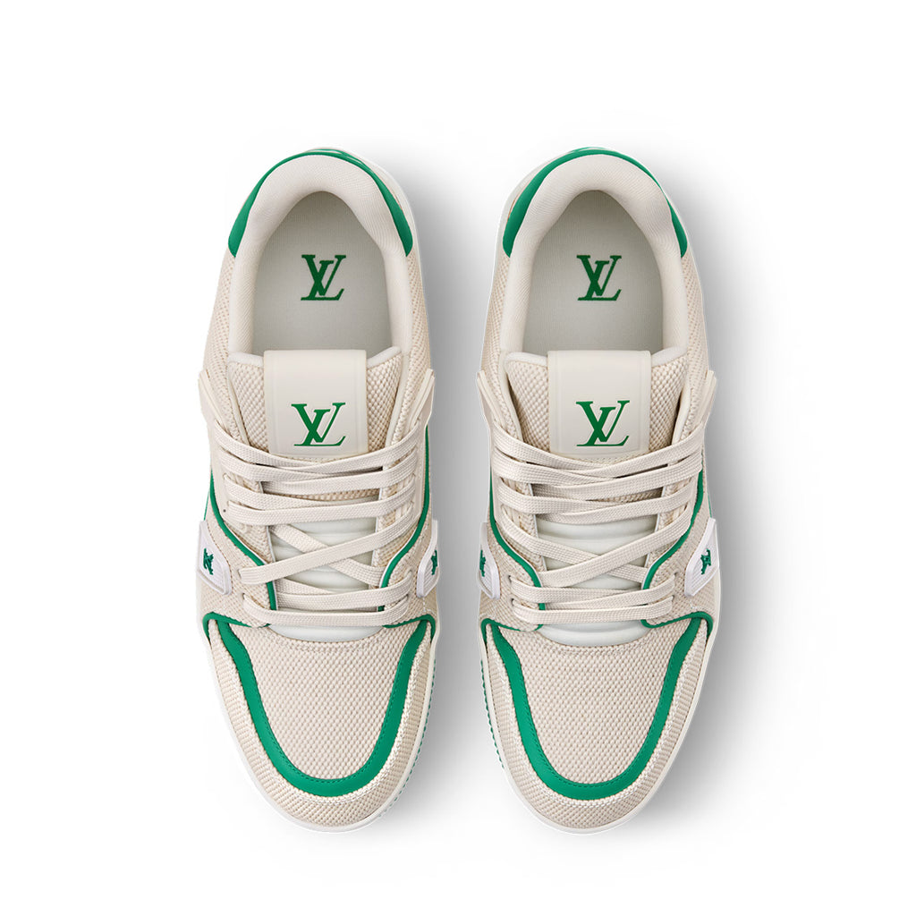 LV Trainer Sneakers - Cream & Green Colorway