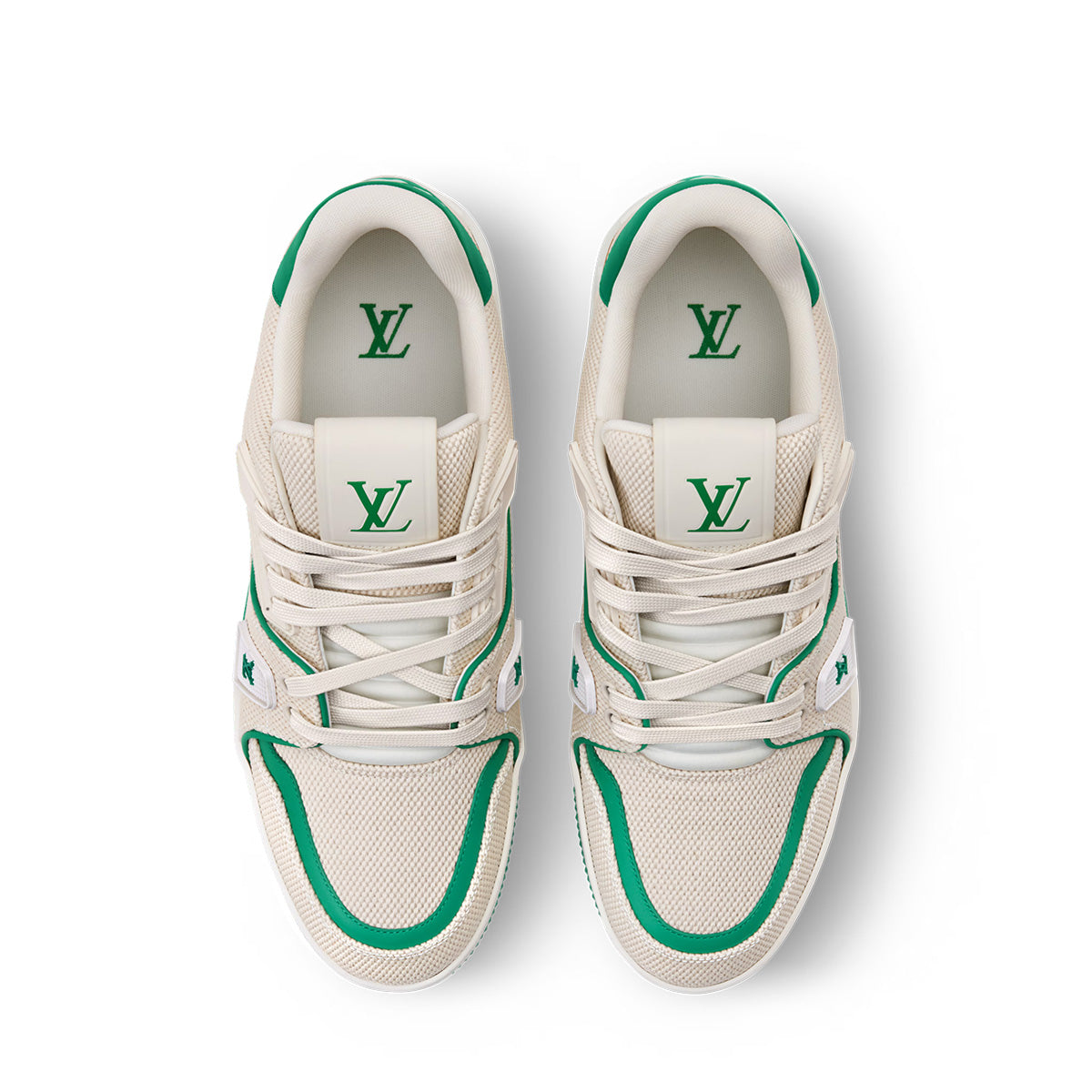 LV Trainer Sneakers - Cream & Green Colorway