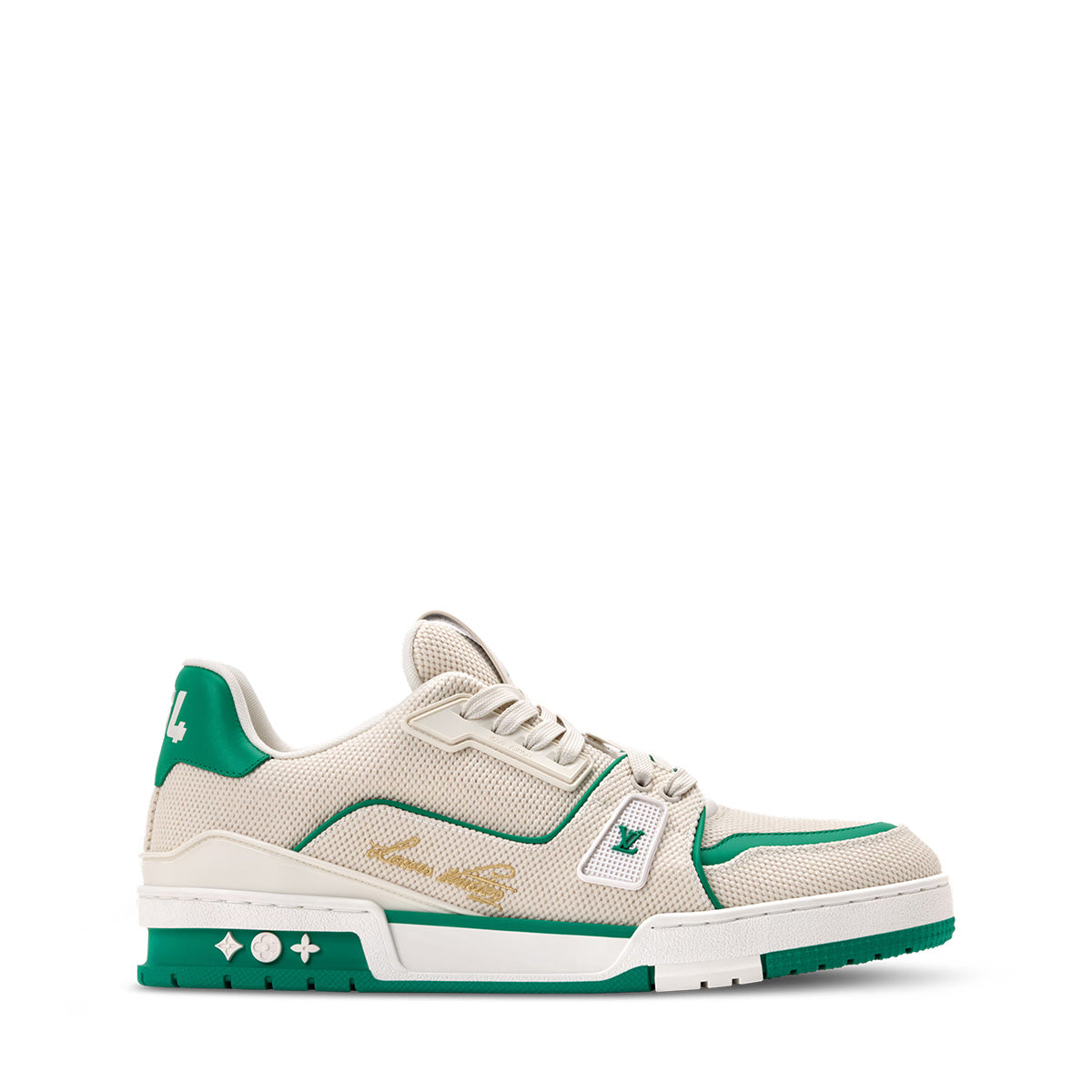 LV Trainer Sneakers - Cream & Green Colorway