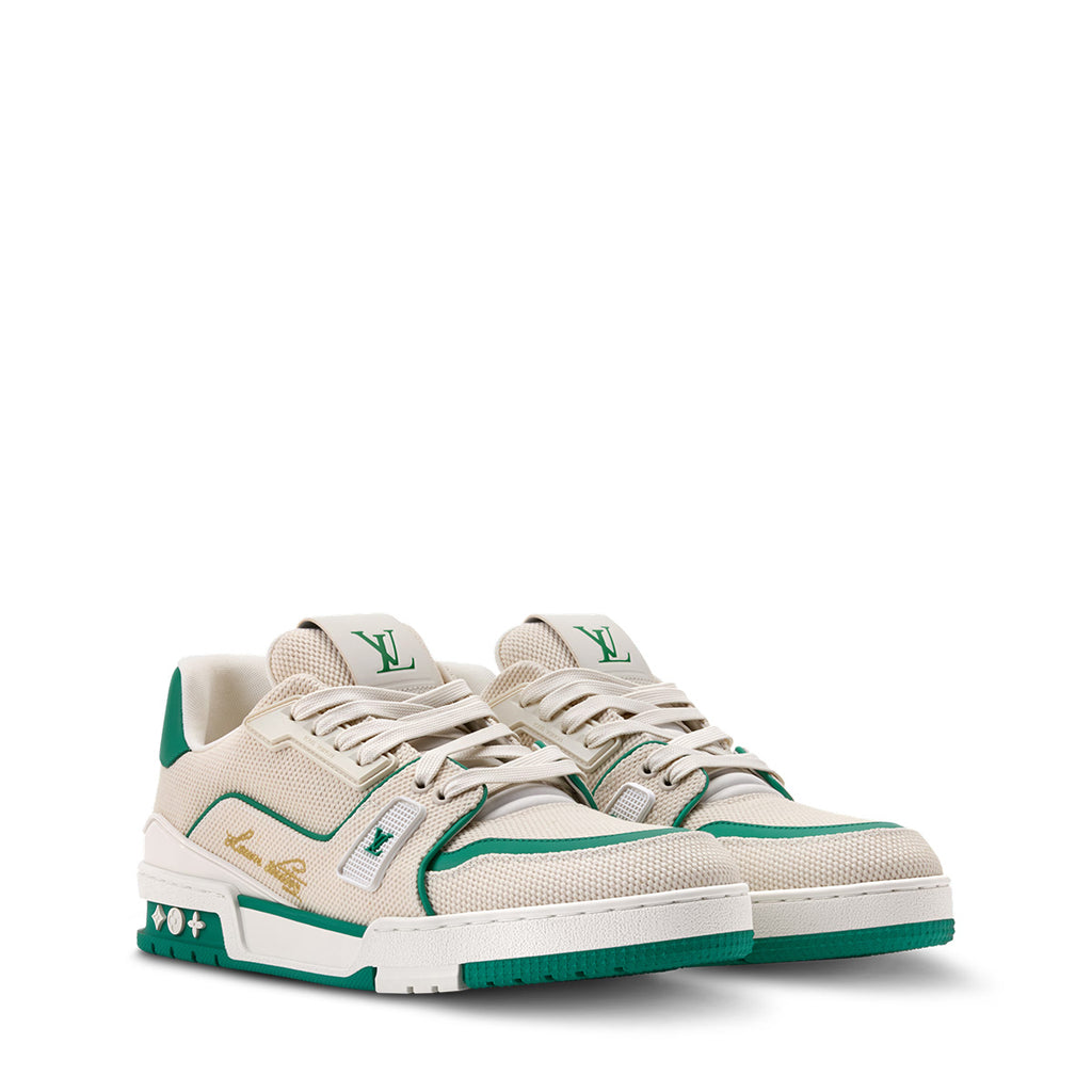 LV Trainer Sneakers - Cream & Green Colorway