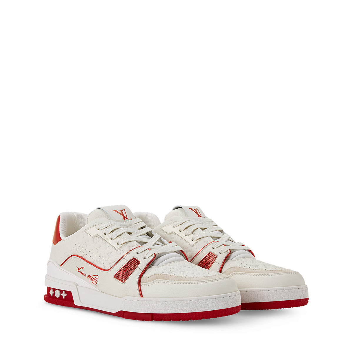 LV Trainer Sneakers - White & Red Colorway