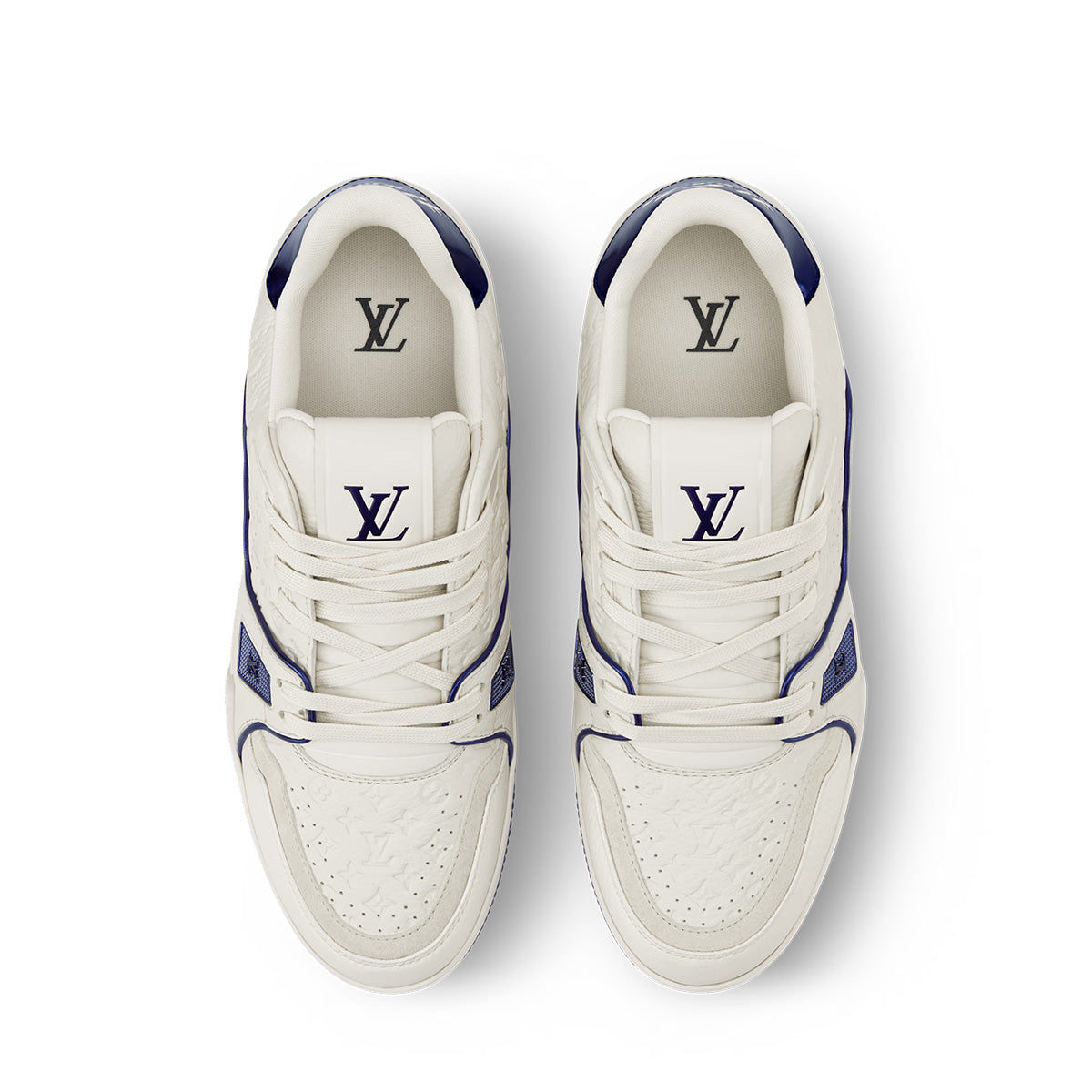 LV Trainer Sneakers - White & Blue Colorway