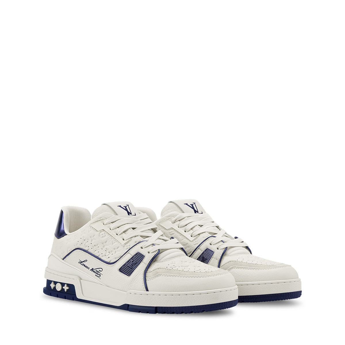 LV Trainer Sneakers - White & Blue Colorway