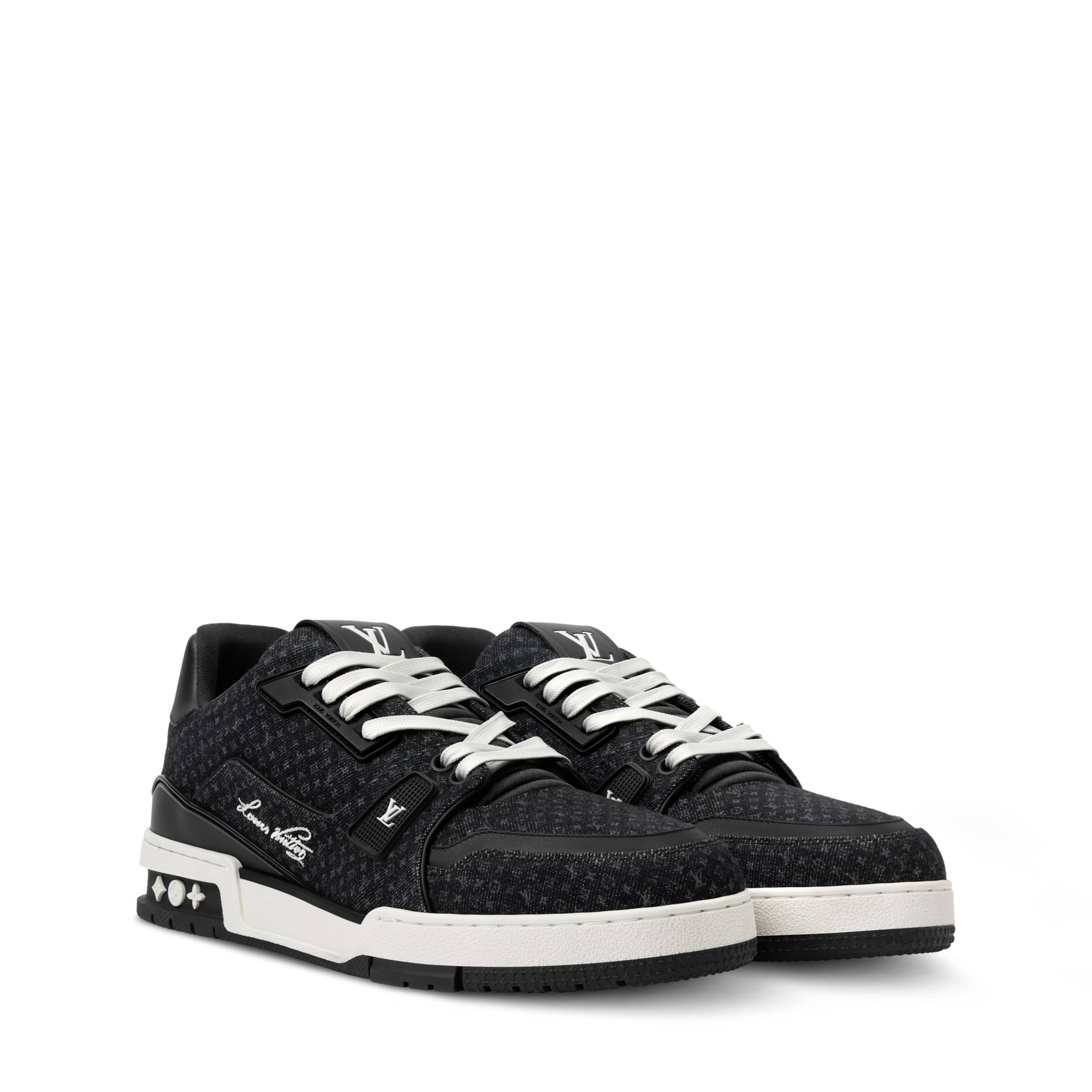 LV Trainer Sneakers - Black Sculpted Fashion Shoes
