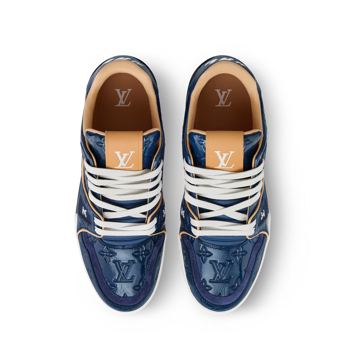 LV Trainer Sneakers - Blue Sculpted Fashion Shoes