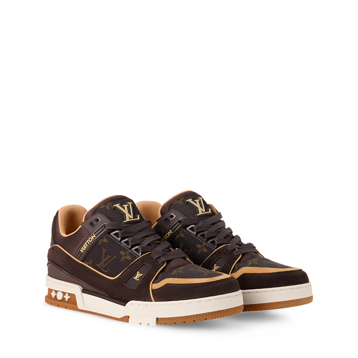 LV Trainer Sneakers - Brown Sculpted Fashion Shoes