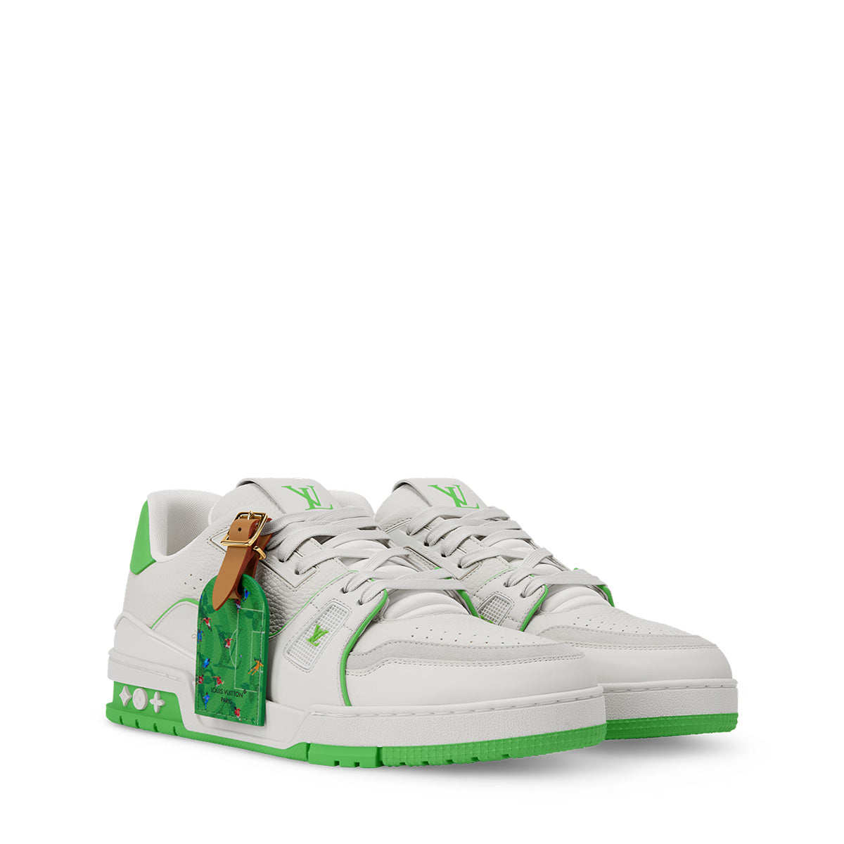 LV Trainer Sneakers - Emerald Green & White Colorway
